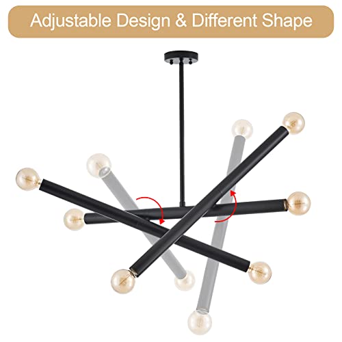VANZARLA Black Sputnik Chandelier 6-Light Modern Pendant for Dining Room