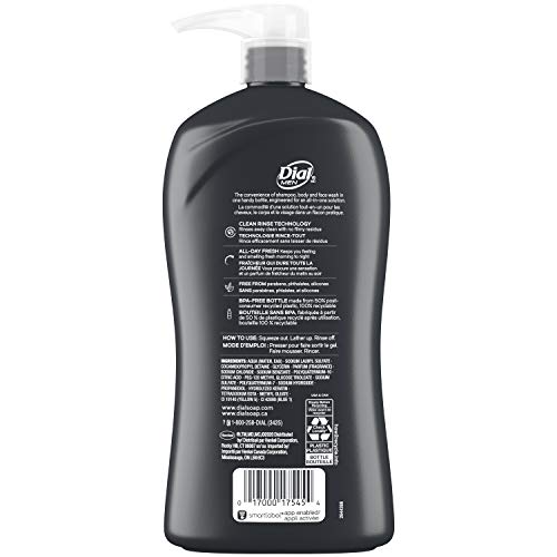 Dial Men 3-in-1 Body Hair & Face Wash Pack of 2, 32 Fl Oz, Cedar Leaf Scent