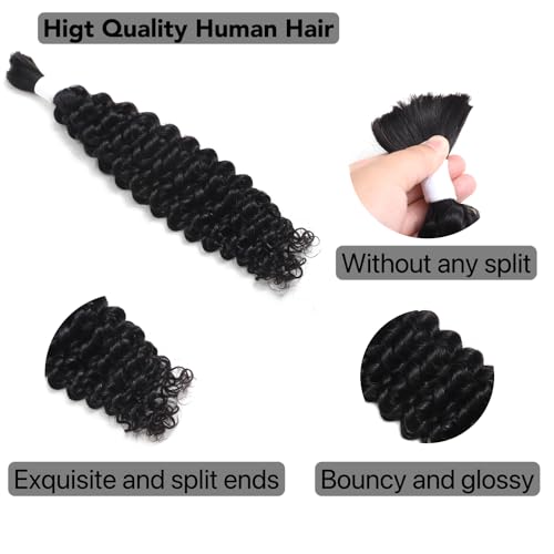 NERUMO 18Inch / 100G Water Wave Human Braiding Hair - No Weft, Brazilian Virgin, Boho & Knotless Braid Extensions, 12A Quality