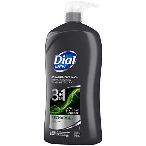 Dial Men 3-in-1 Body Hair & Face Wash Pack of 2, 32 Fl Oz, Cedar Leaf Scent