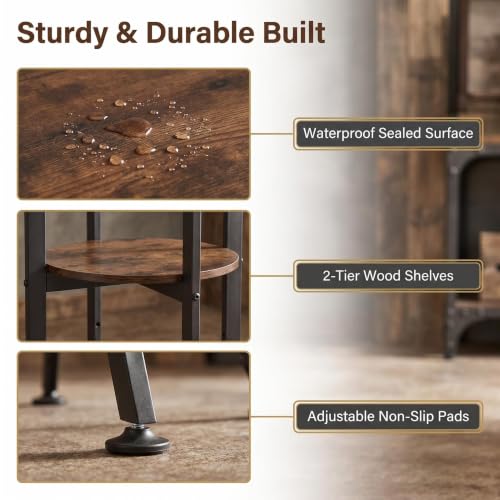 Bar Counter Height Table with 3-Tier Storage, Rustic Industrial Pub Table