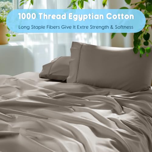 Egyptian Cotton King Sheet Set - Taupe, 1000 Thread Count Luxury Bedding