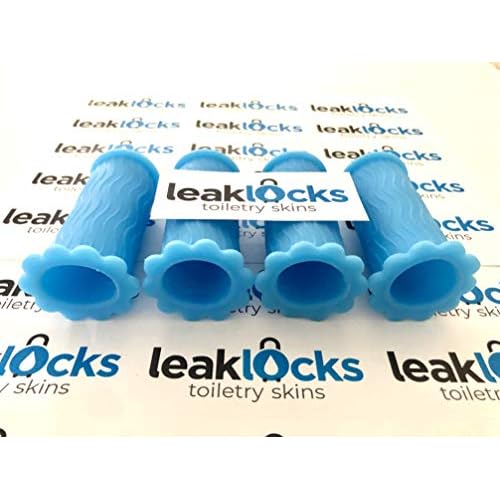 LeakLocks¢ç Toiletry Skins¢â Elastic Sleeve for Leak Proofing Travel Container in Luggage. For Standard and Travel Sized Toiletries. Reusable Accessory for Travel Bag Suitcase and Carry-on Luggage