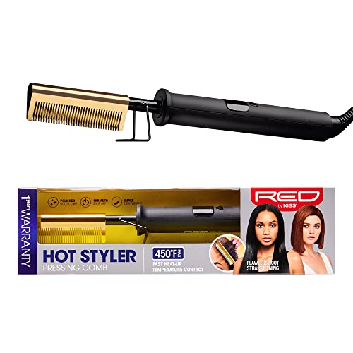 Red by Kiss Hot Comb Hair Straightener 450°F, Straight Teeth & Electric Styling Tool