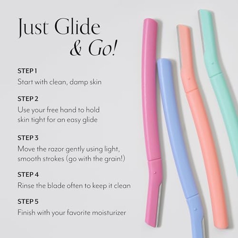 Bliss Stainless Steel Disposable Dermaplaning Tools | Facial Exfoliator and Eyebrow Razor to Dermaplane Peach Fuzz - 8 pack