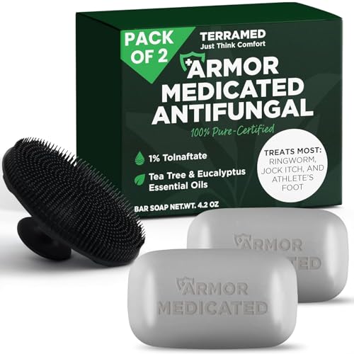 Antifungal Tea Tree Soap 2 Pack with Scrubber for Jock Itch & Ringworm