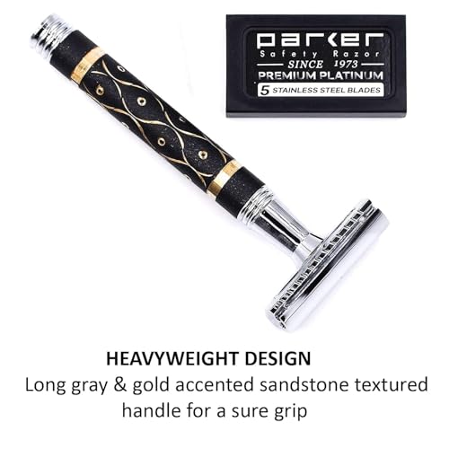 Heavyweight Safety Razor with Sandstone Handle - Compatible with Double Edge Blades