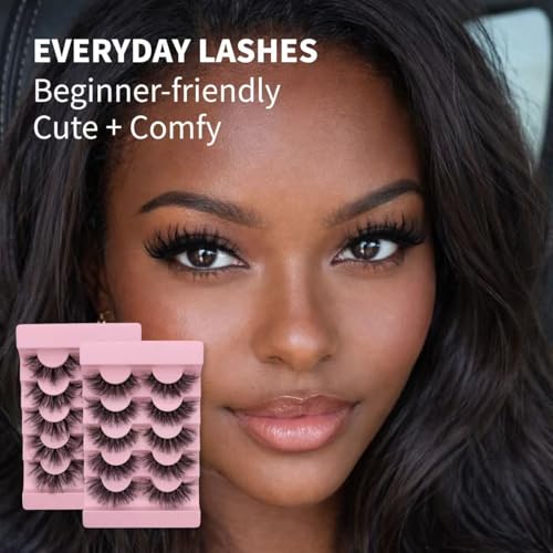 Ultra Fine Ultra Soft 3D Cluster False Lashes - 7 Pairs Natural Cat Eye/Fox Eye Eyelashes, 10-18mm Fluffy Individual Lashes for All Eyes Shapes, Low-Carbon Material Comfortable All-Day Wear
