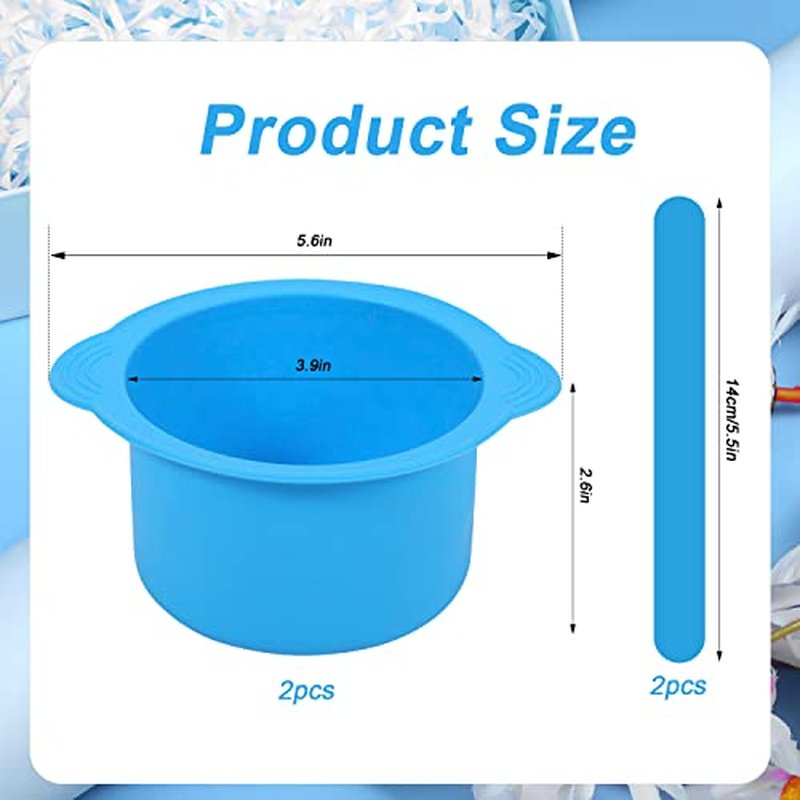 2pcs Wax Pot Liner, Silicone Wax Melt Warmer Liner with 2pcs Blue Silicone Wax Spatula Wax Warmer Liners Reusable Compatible with 16oz Electric Waxing Kit (Pink, Blue)