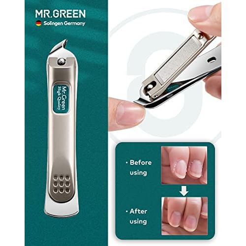 Manicure Set 8 in 1,Professional Pedicure kit,Stainless Steel Manicure Kit,Portable Travel Grooming Kit Nail Care Tools,Nail Clippers Pedicure Tools with Leather Travel Case (Green)