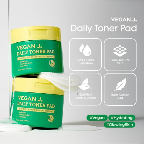 Vegan J Daily Toner Pads - Exfoliating & Hydrating Facial Cotton Pads