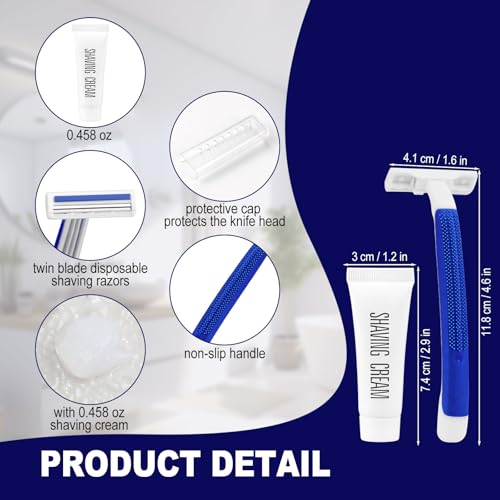 Bulk Disposable Razors with Shaving Cream Pack of 50 - Individually Wrapped