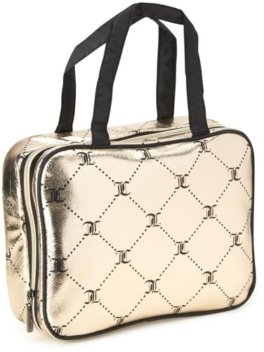 Shiny Gold Makeup Bag - Travel Cosmetic Organizer, 11.5 x 3.5 x 8.5 inches