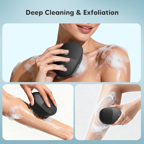 Electric Sonic Body Scrubber ? Food-Grade Soft Silicone Shower Brush & Loofah Alternative, Gentle Exfoliating & Deep Cleaning, Removes Dry Skin, Boosts Circulation & Revives Skin Glow