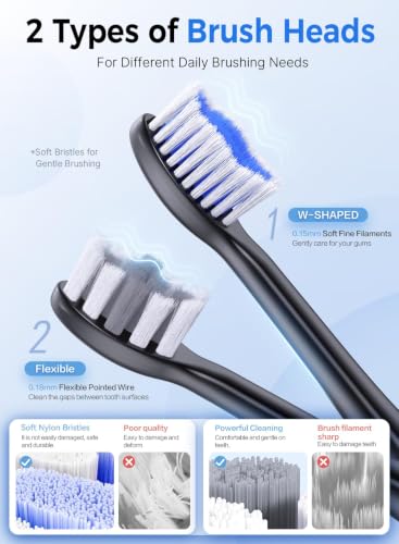 Cemobene Sonic Electric Toothbrush for Adults - Rechargeable, 8 Brush Heads, 3 Modes, IPX7 Waterproof, Type-C Travel