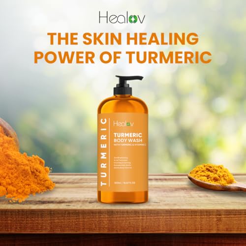 Turmeric Body Wash ? Skin Brightening Soap for Dark Spots, Hyperpigmentation ? Exfoliating Turmeric Face Wash Reduces Acne, Scars, & Cleanses Skin ? Natural Bath Liquid Soap