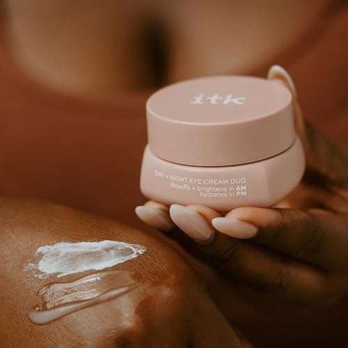 ITK Skincare Day +Night Undereye Cream Duo -AM Day Cream With Vitamin C + Caffeine To Depuff Under Eyes + Brighten Skin- PM Night Cream With Ceramides+ Ginger Root Extract For Anti Aging Deep Moisture