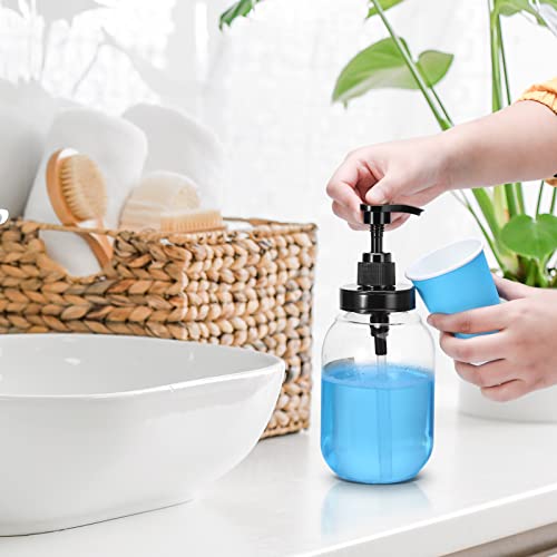 Mouthwash Dispenser for Bathroom,Mouth Wash Pump Bottle with Stainless Steel Cup Holder,24 OZ Refillable Clear Mouthwash Container(2Pack)