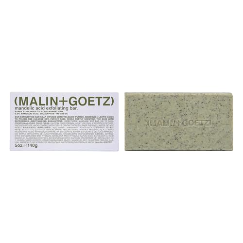 MALIN+GOETZ Mandelic Acid Exfoliating Bar | Triple-Milled Exfoliating + Cleansing Bar | Mandelic Acid, Lactic Acid, Pumice + Eucalyptus | Smooths, Softens + Brightens Skin | Vegan + Cruelty-Free(5 oz)