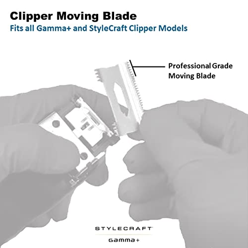 GAMMA+ Deep Tooth Titanium Hair Clipper Blade Set for Fixed & Moving Blades with Oil Reservoir - Black Diamond Carbon DLC Taper