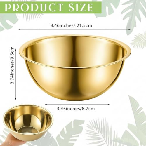 8 Inch Gold Stainless Steel Esthetician Spa Mixing Bowl - 2 Pack