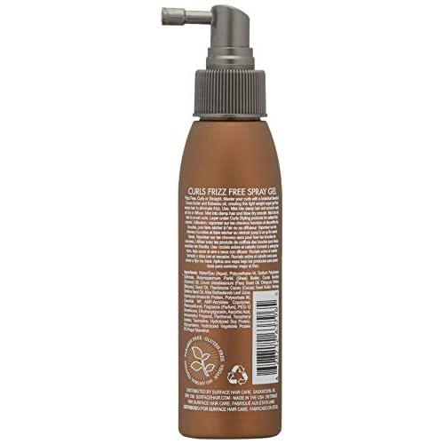 SURFACE Hair Curl Frizz Free Spray Gel, Lightweight Control With Cocoa Butter And Babassu Oil, For Curly Or Straight Hair 4 Fl. Oz.