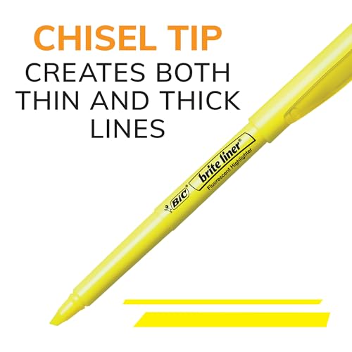 BIC Brite Liner Blue Highlighters Pack of 12 with Chisel Tip – Ideal for Office & School