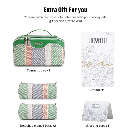 BOYATU C-2-Green Makeup & Toiletry Travel Bag Set for Women