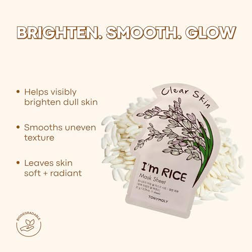 Hydrating Rice Face Sheet Masks 10 Pack for Nourishing & Soothing Skin