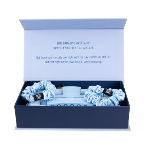 Heatless Curling Rod Set with Mulberry Silk - Blue Variation