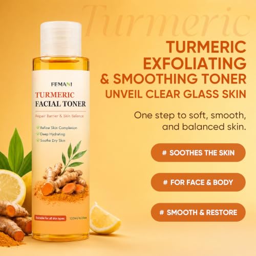 Turmeric Skin Care Set - Soap, Facial Cleanser, Toner & Clay Mask - 4 Packs