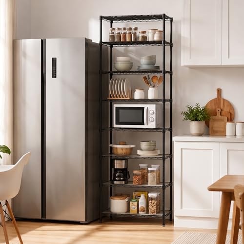 Finnhomy 8-Tier Adjustable Steel Wire Shelving Unit 72 Inch Black Storage Rack