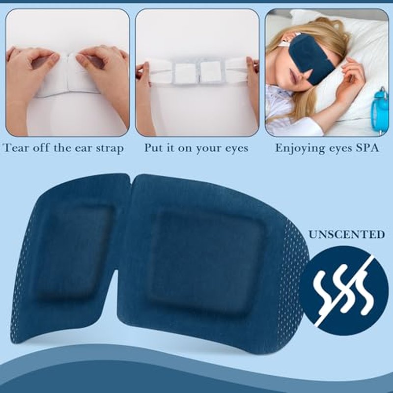 100 Pcs Disposable Steam Eye Mask Bulk for Dry Eyes Spa Unscented Self Heating Warm Compress Sleep Mask Home Office Travel Relaxation Gifts