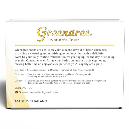 Fruit & Flower-Shaped Natural Soap Bar with Vitamin B3 & Aloe Vera ? Moisturizing, Gentle for Sensitive Skin, Includes Foam Net, Handmade in Thailand ? Body & Hand Use (1 Bar)