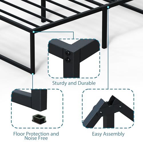 Narrow Twin Bed Frame 18 Inch Heavy Duty Metal Platform No Box Spring Black - Variation of THIS listing
