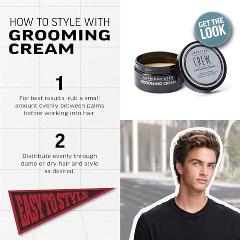 American Crew Men's Grooming Cream, Like Hair Gel with High Hold & High Shine, 3 oz