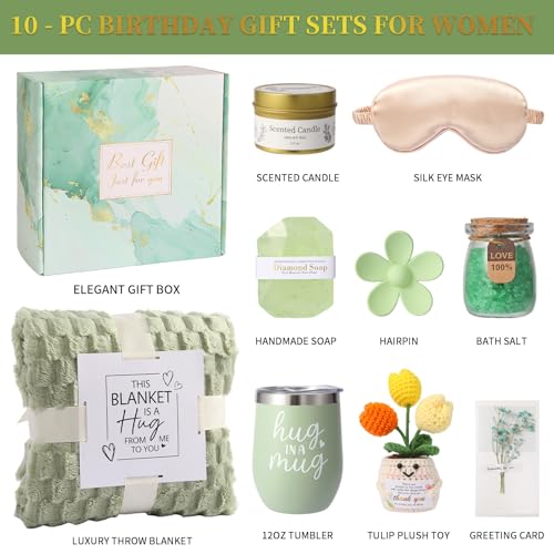 Self Care Gift Set for Women - Blanket, Tumbler, Spa & Relaxation Items