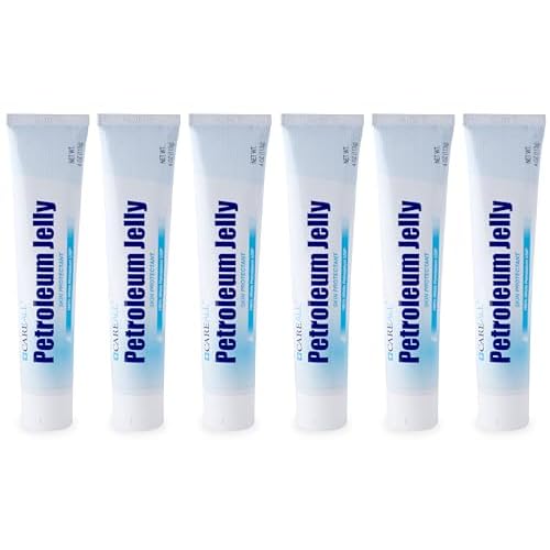 CareALL Petroleum Jelly 4 Oz. Tube (6 Pack), Unscented, 100% Pure White Petrolatum Jelly USP, Moisturizer for Dry Cracked Skin and Lips, Protectant for Minor Cuts, Scrapes, Burns.
