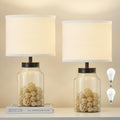 GyroVu Fillable Bedside Table Lamp - Clear Glass, White, with LED Bulbs