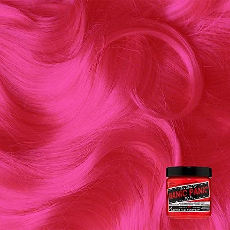 MANIC PANIC Classic Electric Pink Pussycat Semi Permanent Hair Color - Bright Neon Pink Hair Dye for Women & Men That Lasts 4-6 Weeks - Vegan, Ammonia & Cruelty-Free - Create & Mix Custom Shades (4oz)
