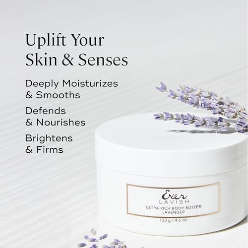 EVER Lavish Ultra Rich Body Butter ? Lavender Scented Antioxidant & Vitamin-Infused Moisturizing Cream for Softer, Smoother Skin, 4.6 oz