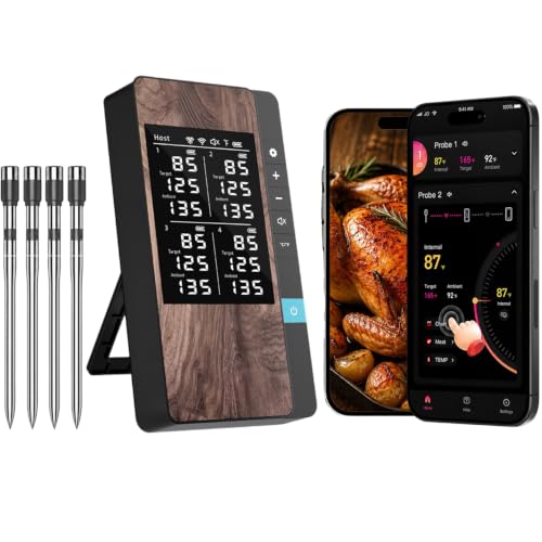 TEMMIO Wireless Meat Thermometer with 4 Probes Bluetooth Digital Cooking Thermometer