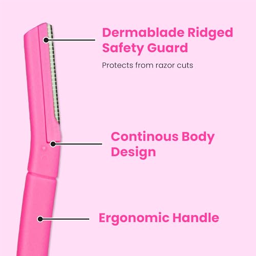 Lindo Brow Razor - Eyebrow Razor & Dermaplaning Tool, Multipurpose, Exfoliation, Face and Peach Fuzz facial Hair Removal dermaplane (6pcs)