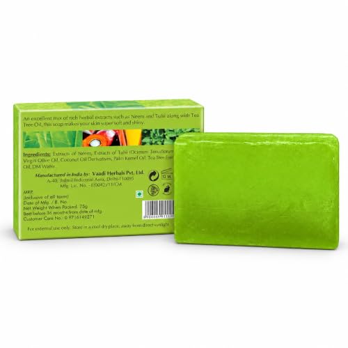 Neem Tulsi Soap - Handmade Cleansing Bar with Tea Tree Oil, Pack of 12