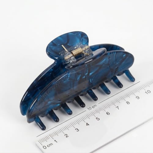 Luxury Hair Claw Clip - 4 Inch Midnight Blue Marble Acetate Strong Hold