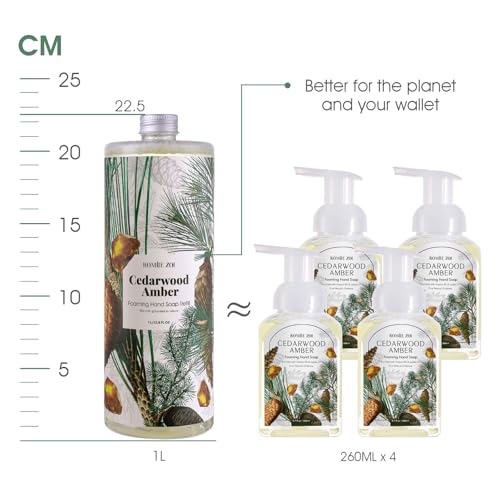 ROMIIE ZOI Cedarwood Foaming Hand Soap Refill Pack 3 x 33.8 Fl Oz - Sensitive, Moisturizing, Eco-Friendly