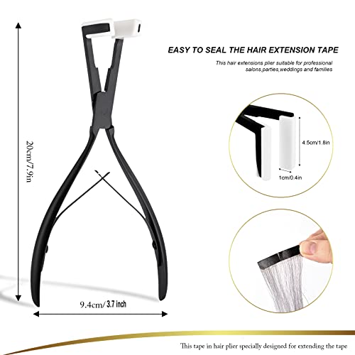 Black Hair Extensions Tape-In Pliers Kit with Sealing & Scraper Tools