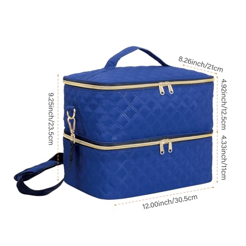 40 Slot Nail Polish Organizer Case - Double Layer Travel Storage Bag in Blue Variation of 40 Blue / 40 Slots