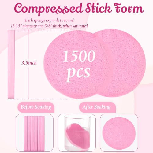 Pink Compressed Facial Sponges 600 Pcs for Cleansing & Makeup Removal - Spa & Esthetic Use