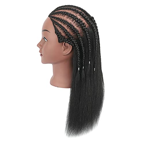 Real Human Hair Mannequin Head for Hairdressing Practice - 20-22 Inch Cosmetology Doll with Stand Clamp